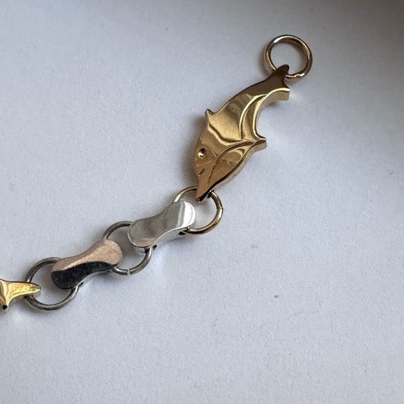 🐬 Vintage .925 Sterling Silver Dolphin Bracelet with Gold Plated Dolphins - Picture 11 of 15